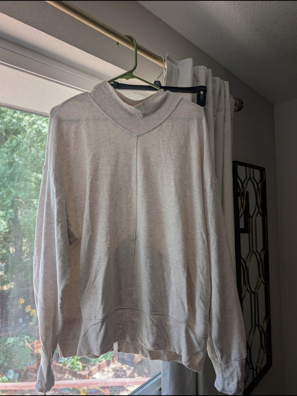 Athleta Light Cream Heather Cowl-Neck Sweater